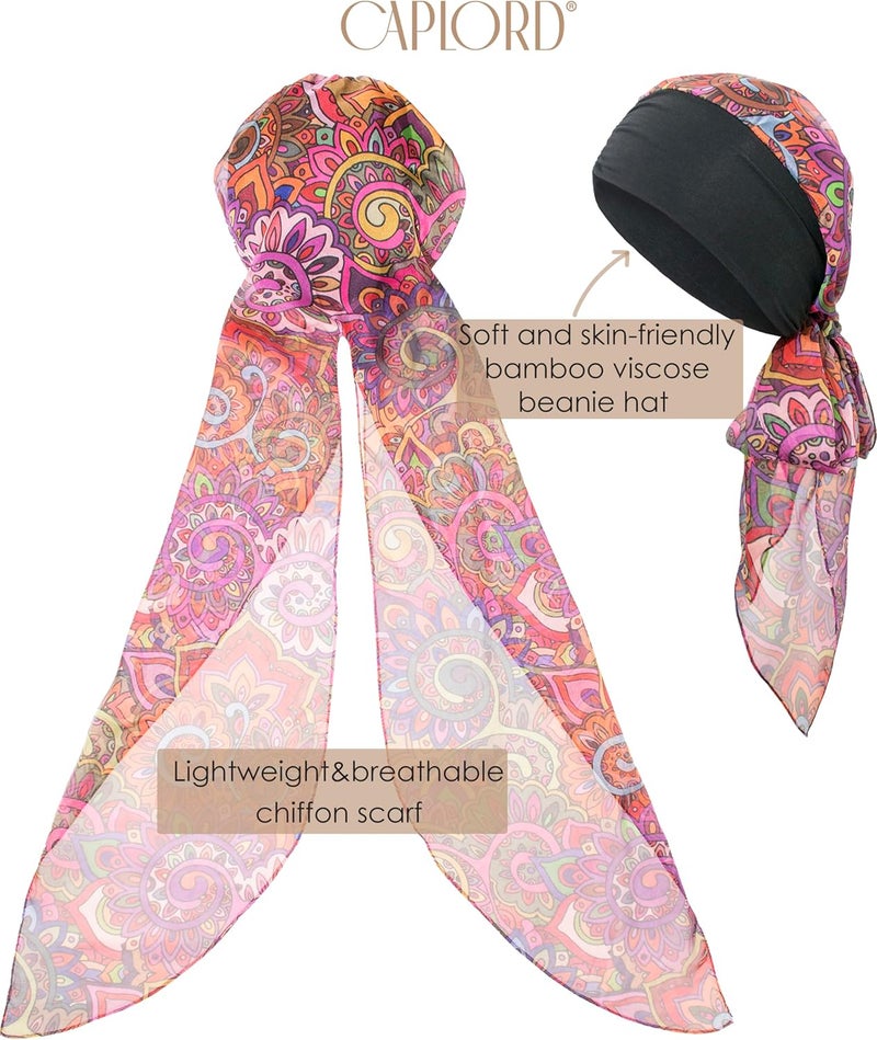 CAPLORD Head Scarf for Women Skull Cap Chemo Patients Headwear Cancer Hair Loss Scarf Headwrap Cover Hat Turban Covering Wrap - Image 4